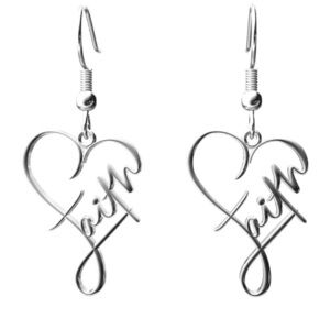 3/$25 “Faith” Heart Shaped Earrings Silver Tone